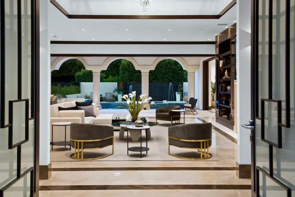 Arched loggia with stone columns